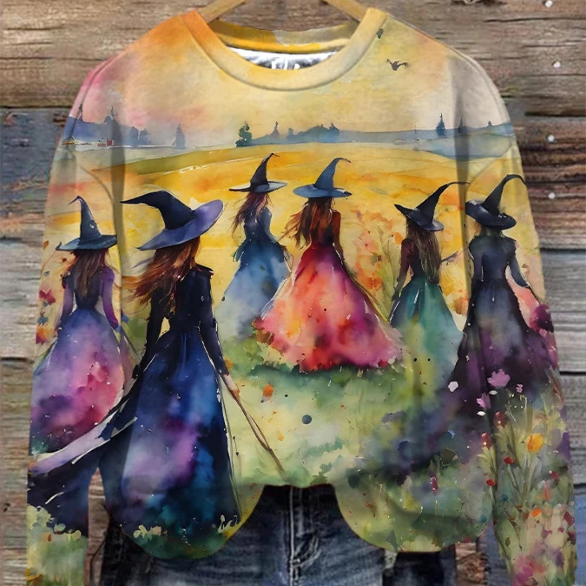 Women's Halloween Witches Coven Print Sweatshirt