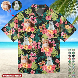 Custom Photo Pet Face Family Tropical Background - Personalized Hawaiian Shirt