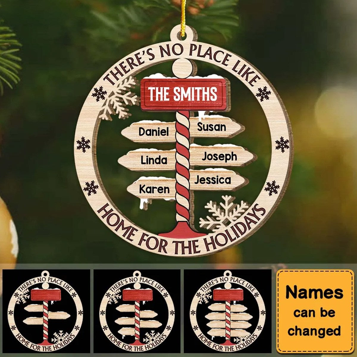 Personalized Home for the Holidays North Pole Wood Circle Ornament - 2024 New Release