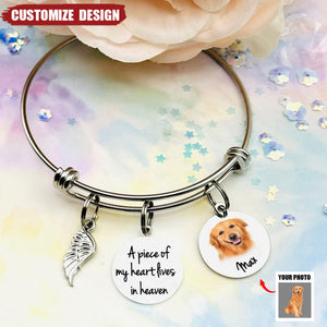 A Piece Of My Heart Lives In Heaven -  Memorial Photo Bracelet