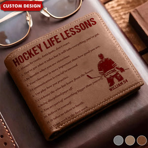 Personalized Hockey Leather Wallet - Gift Hockey Lovers