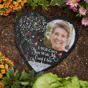 Custom Photo Not A Day Goes By - Memorial Gift For Family, Friends, Dog Lovers, Cat Lovers - Personalized Heart Memorial Garden Stone