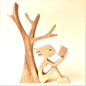 Personalized Wooden Book Lover Carvings