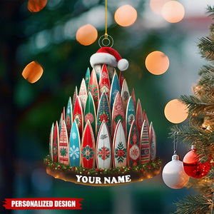 Personalized Surfboard Christmas Ornament-Gift for Beach and Surf Lovers-2024 New Release