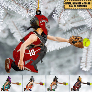 Personalized Softball Kid Acrylic Ornament - Gift For Softball Lovers