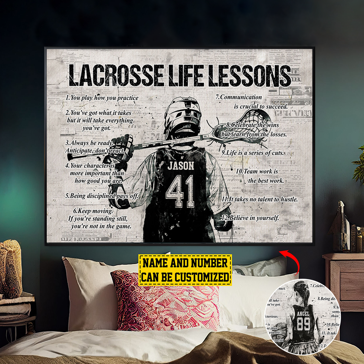 Personalized Lacrosse Life Lessons Poster-Gift For Lacrosse Lovers