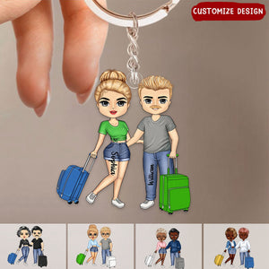 Travel Couple On Vacation- Personalized Acrylic Keychain-Gift For Travel lovers