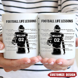 Personalized American Football Life Lessons Mug - Gift For American Football Lovers