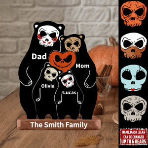 Personalized Halloween Wooden Bear Family Puzzle - Horror Movie Gift