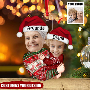 Grandma Grandkid Hugging Upload Photo Personalized Acrylic Ornament