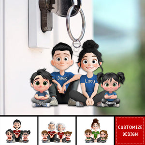 Personalized Cute Cartoon Family Keychain - Gift For Your Family