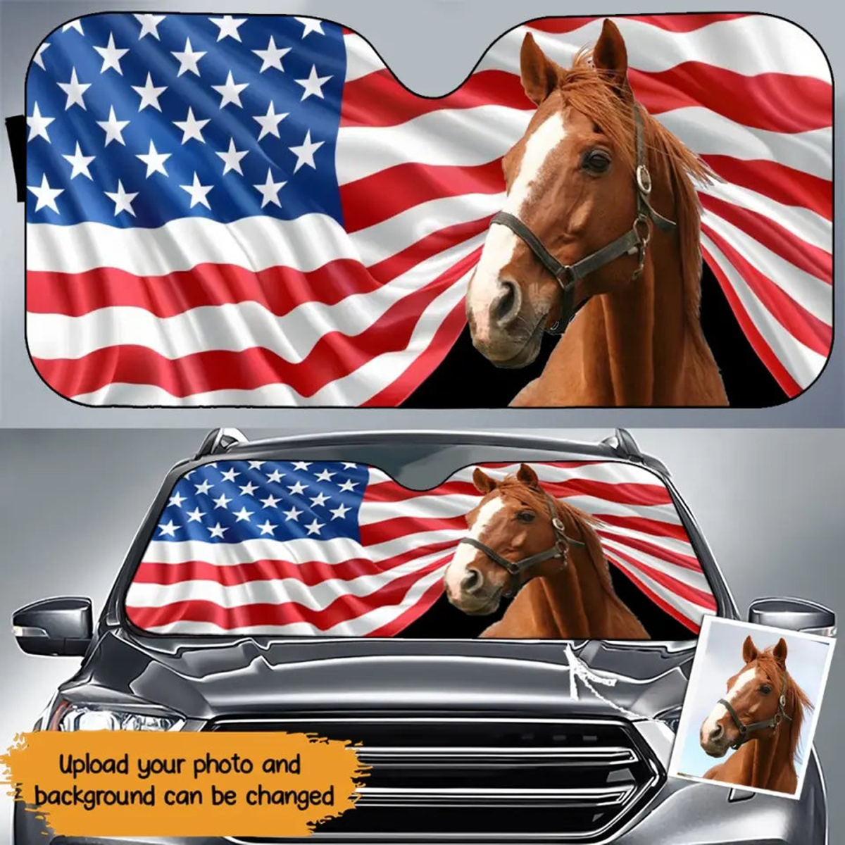 Custom Photo The Road To Heart Is Paved With Pawprints - Dog & Cat & Horse Personalized Auto Windshield Sunshade