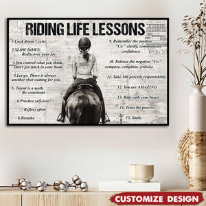 Personalized Horse Girl Riding Life Lessons Poster - Gift For Horse Girl