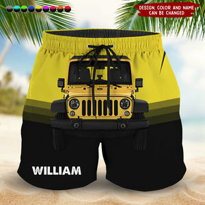 Personalized Stop Staring At My Car Custom Name Beach Short Pants Printed