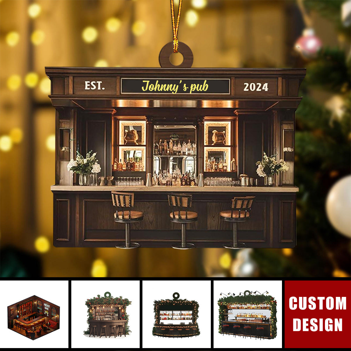 Personalized Bar Lounge Christmas Ornament Gift For Drinkers-2024 New Release