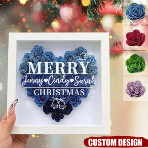 Personalized Merry Flower Shadow Box With Name For Christmas