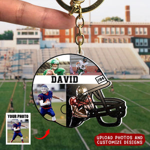 Custom Football Photo Keychain, Photo Keychain, Football Gift