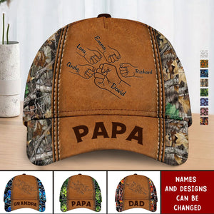 Grandpa Papa Daddy Fist Bump Fathers Day Family Personalized Cap