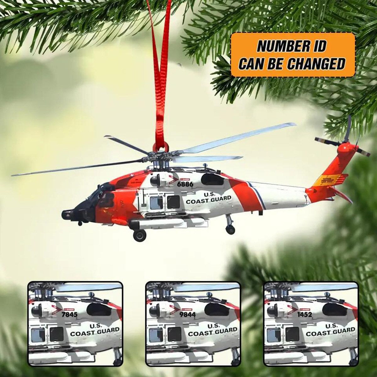 2024 New Release - Personalized US Coast Guard Helicopter Christmas Acrylic Ornament