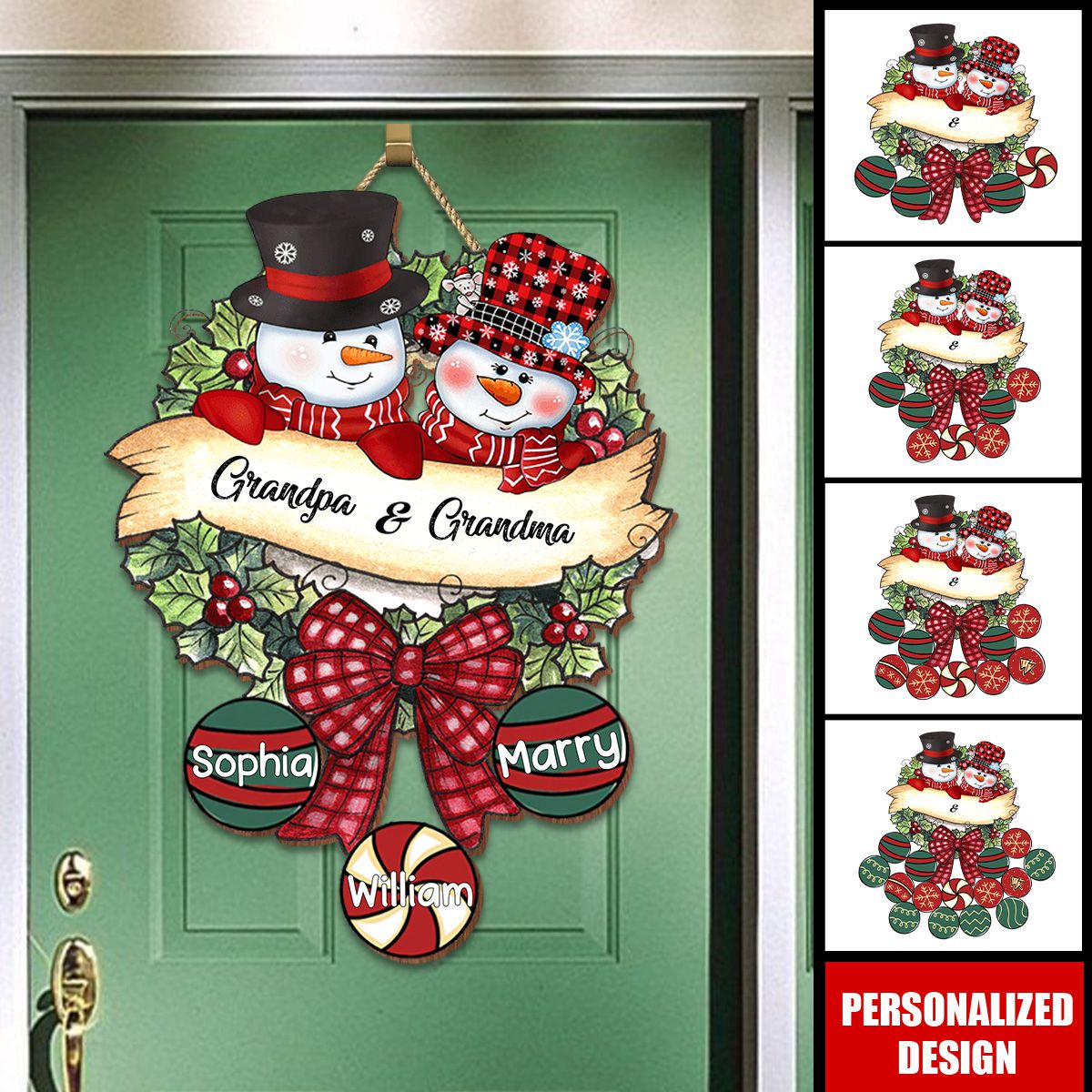 2024 New Release Snowman Grandpa & Grandma Mom & Dad-Christmas Ball Kids Personalized Wood Sign