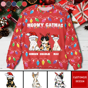 Meowy Catmas Christmas Funny Cats - Personalized Ugly Sweater