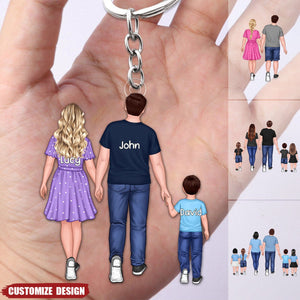 Personalized Mom&Dad&Kids Acrylic Keychain - Gift For Her/Him/Family