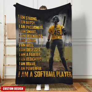 Personalized Softball Girl  Blanket - Gift For Softball Lovers