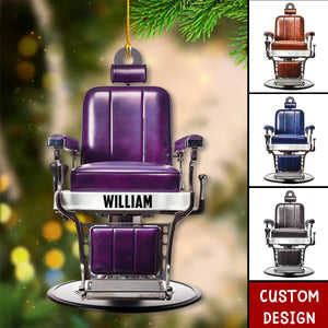 Personalized Barber Chair Christmas Ornament - 2024 New Release