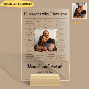 Personalized Acrylic LED Lamp Plaque- 12 Reasons Why I Love You