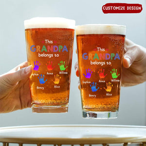 This Grandpa Daddy Belongs To - Personalized Beer Glass - Gift For Dad, Father, Grandfather