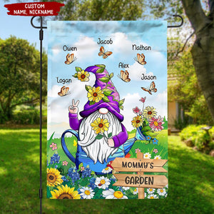 Violet Grandma Mom's Garden With Butterflies Kids, Perfect Gift For Mother's Day Personalized Flag