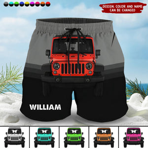 Personalized Stop Staring At My Car Custom Name Beach Short Pants Printed