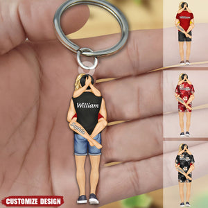 Couple Hugging Romantic Personalized Acrylic Keychain