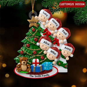 2024 New Release - Peeking Family Personalized Flat Acrylic Christmas Tree Ornaments