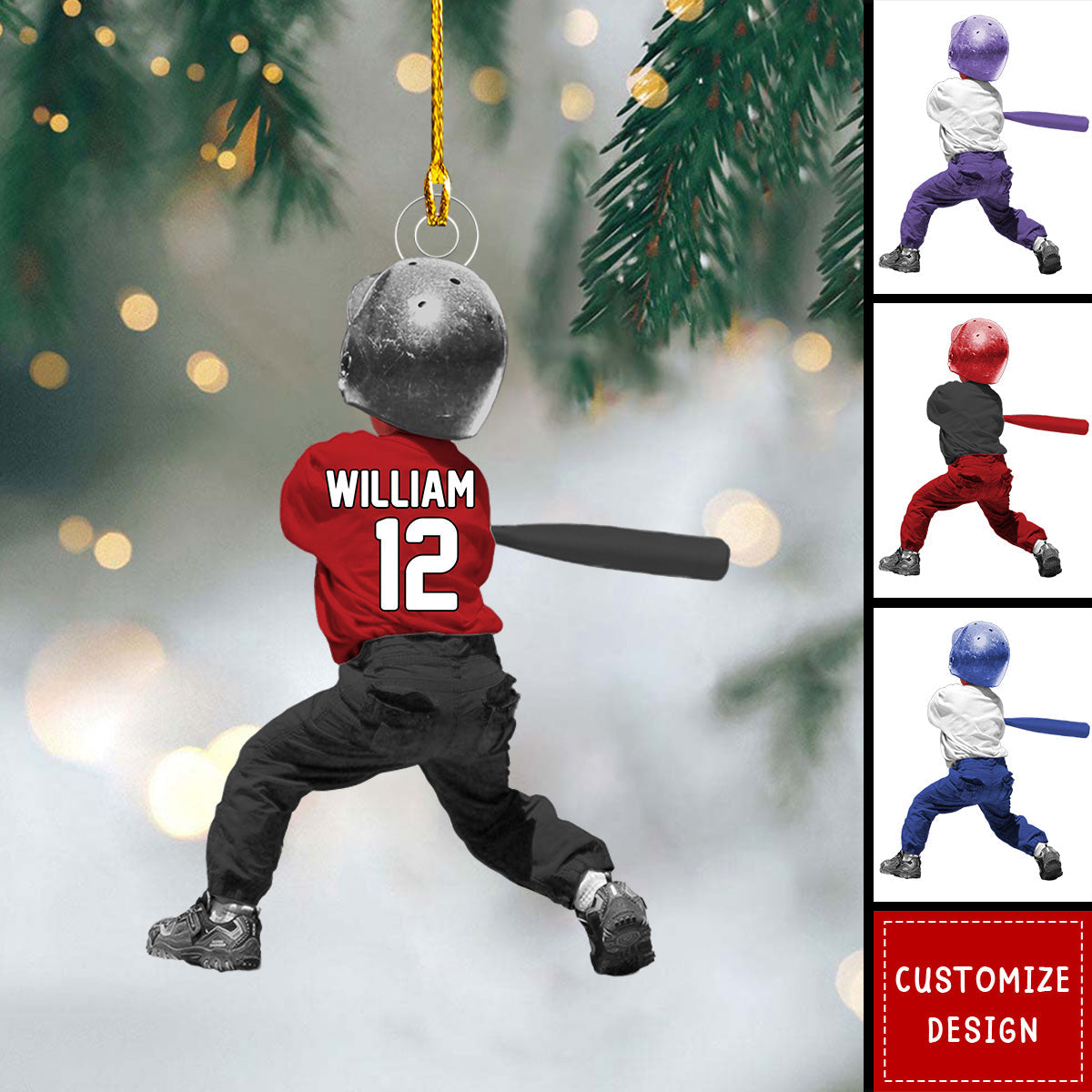 Personalized Baseball Acrylic Christmas Ornament