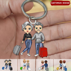 Travel Couple On Vacation- Personalized Acrylic Keychain-Gift For Travel lovers