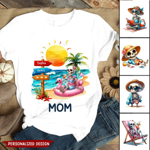 Personalized Summer Beach Grandma Mom Skull Kid Sign  Shirt