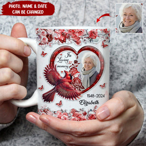 In Loving Memory Forever In My Heart 3D Inflated Effect Cardinal Bird-Personalized Mug