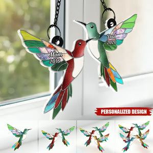 Stained Hummingbirds Memorial-Personalized Suncatcher