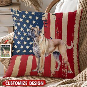 Personalized America Flag Dog Pillow - Gift For Dog Lovers