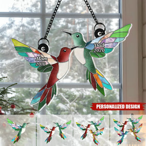 Stained Hummingbirds Memorial-Personalized Suncatcher