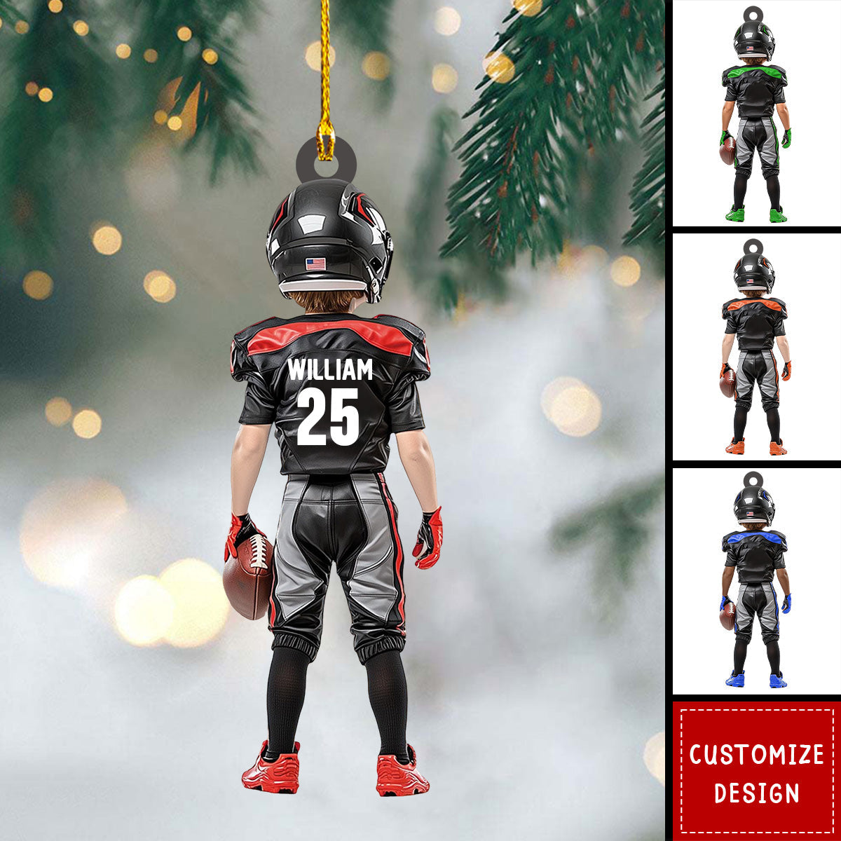 Personalized Kid American Football Christmas Ornaments -Gifts For American Football Lovers - 2024 New Release