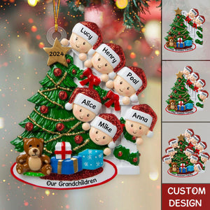 2024 New Release - Peeking Family Personalized Flat Acrylic Christmas Tree Ornaments