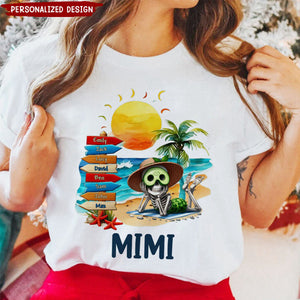 Personalized Summer Beach Grandma Mom Skull Kid Sign  Shirt