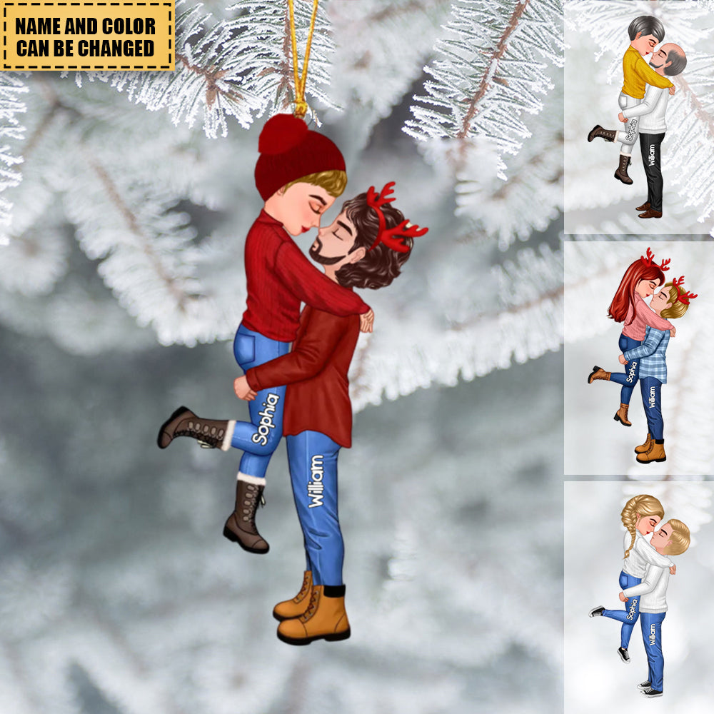 Doll Couple Kissing&Hugging Personalized Acrylic Christmas Ornament