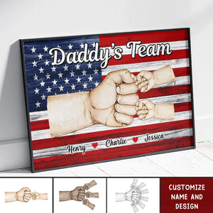 Nation Flag Daddy‘s Team Fist Bump Gift For Dad Personalized Horizontal Poster