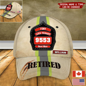 Retired Firefighter Logo -Personalized Name Cap-Gift For Firefighter