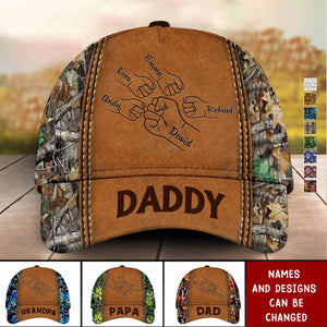 Grandpa Papa Daddy Fist Bump Fathers Day Family Personalized Cap