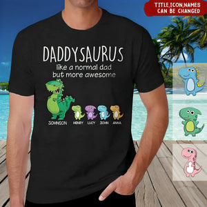 Happy Father's Day-Grandpasaurus/Dadsaurus With Little Kids Personalized T-Shirt