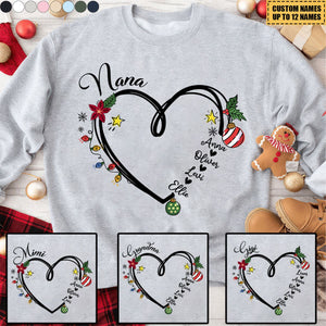 2024 New Release Nana Heart Christmas And Grandkids Sweatshirt